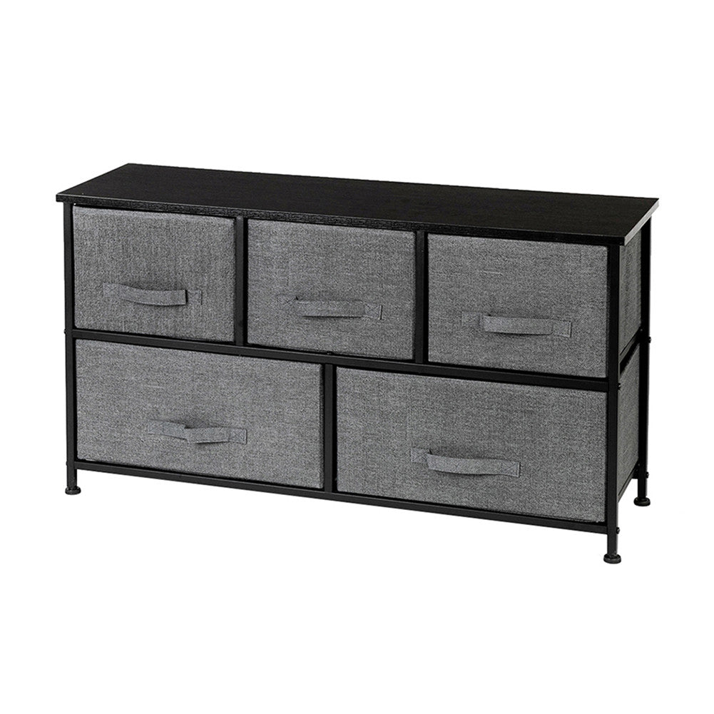 AMYOVE 2-layer Dresser 5-Drawer Storage Rack Household Organizer Furniture Dark Grey