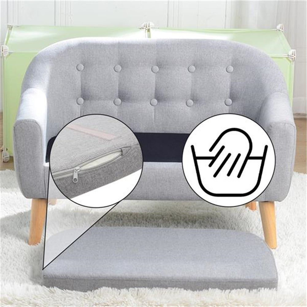 ALICIAN Children Sofa for 2 Kids with Detachable Cushion for Living Room Grey