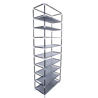 RONSHIN 9 Tiers Shoe Rack Closet Shoe Storage Cabinet Organizer GREY