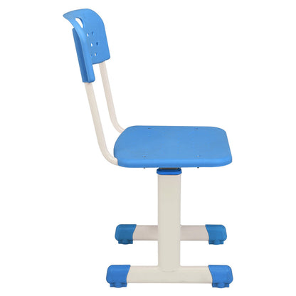 AMYOVE Student Table Chair Set Adjustable White Paint Wood Grain Surface Plastic Blue