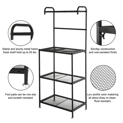 RONSHIN 4-tier Kitchen Shelf with Wire Mesh Storage Rack Black