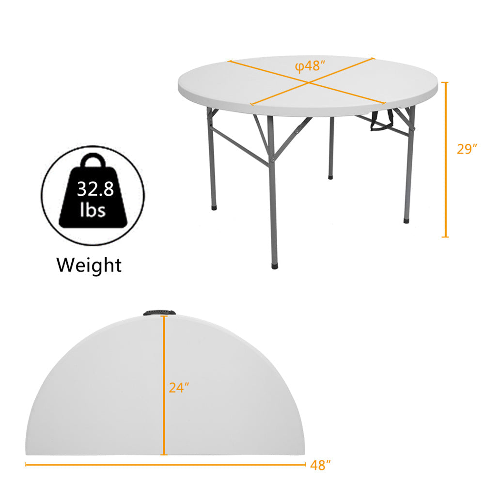 AMYOVE 48 Inch Round Folding Table Lightweight Outdoor Utility Table Furniture