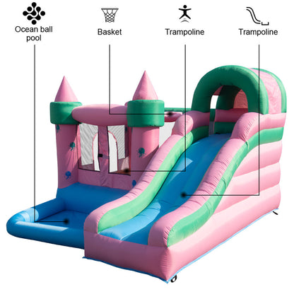 THBOXES Bounce House Inflatable Bouncer with Air Blower Bouncy Castle Pink