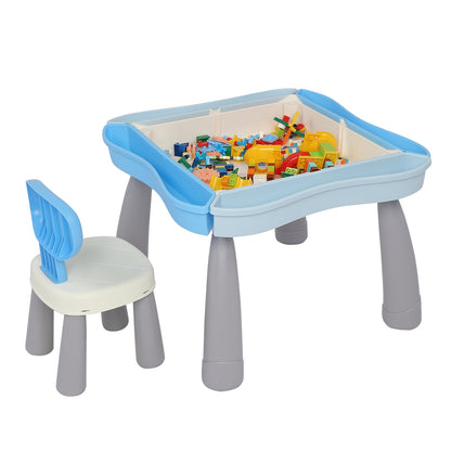 YIWA Kids Activity Table Set Building Block Table with Chair