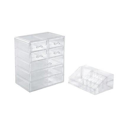 RONSHIN 2pcs Makeup Organizer Cosmetic Storage Drawers Acrylic Makeup Holders Transparent