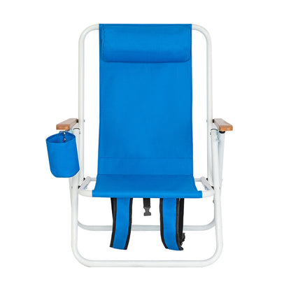 ALICIAN Portable Beach Chair with Adjustable Headrest Single Beach Chair Blue