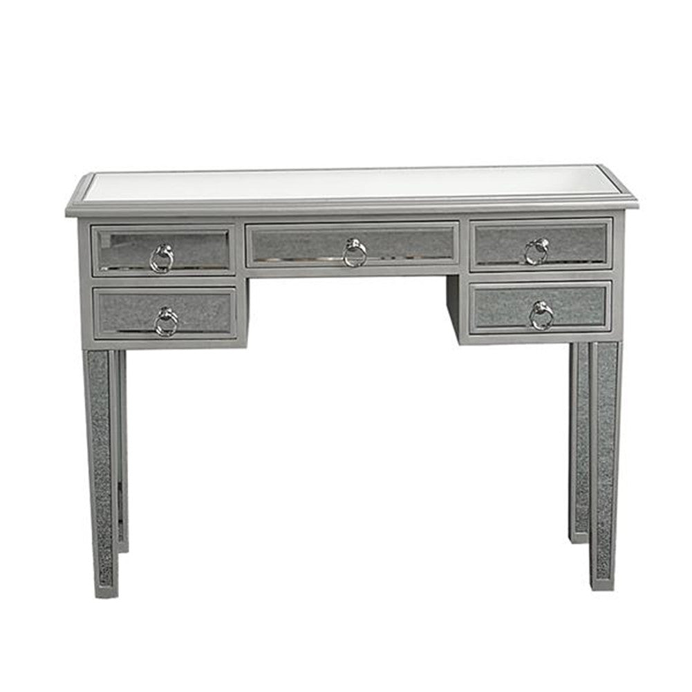 AMYOVE Mirrored Desk Vanity Table With 5 Drawers For Home Bedroom Storage