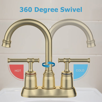 GARVEE Classical Bathroom Faucets for Sink 2 Holes 3 Holes Brushed Gold