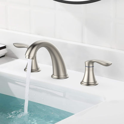 GARVEE Bathroom Sink Faucet Widespread Matte Black Bathroom Faucet 3 Hole Brushed Nickel