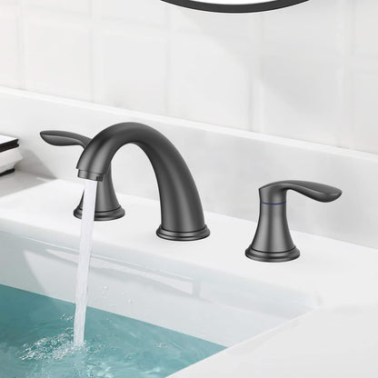 GARVEE Bathroom Sink Faucet Widespread Matte Black Bathroom Faucet 3 Hole Matte Black