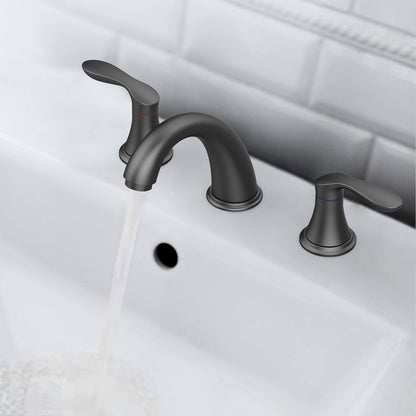 GARVEE Bathroom Sink Faucet Widespread Matte Black Bathroom Faucet 3 Hole Matte Black