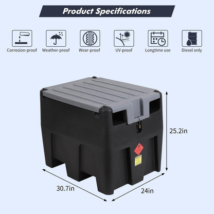 GARVEE 58 Gallon Portable Fuel Tank Diesel Transfer Tank  with 12V DC Fuel Transfer Pump Black