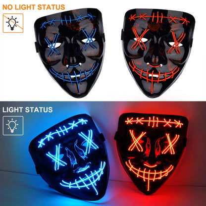 WHIZMAX Halloween 2pcs LED Mask Scary Mask Blue Red