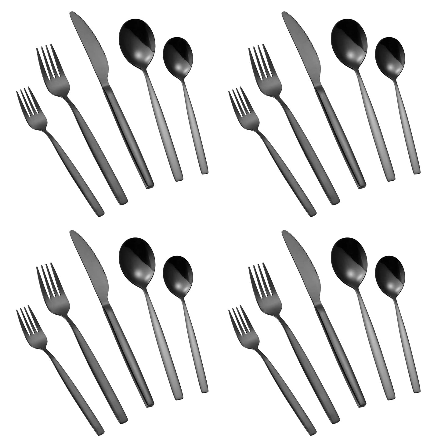 GARVEE 20 Piece Stainless Steel Kitchen Flatware Set - Black