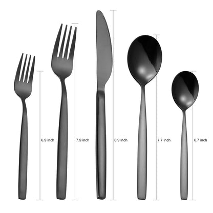 GARVEE 30 Piece Stainless Steel Kitchen Flatware Set - Black