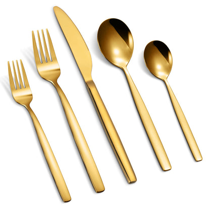 GARVEE 20 Piece Stainless Steel Kitchen Flatware Set - Gold