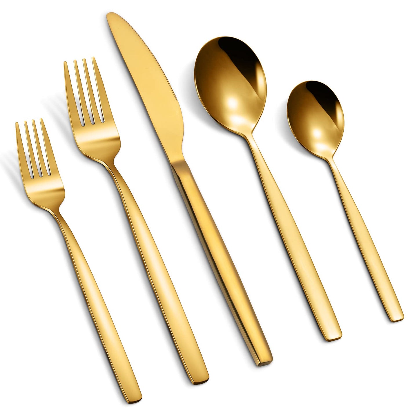 CIBEAT 20 Piece Stainless Steel Kitchen Flatware Set - Gold