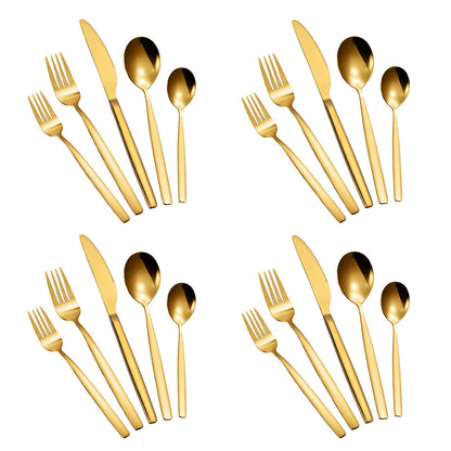 GARVEE 20 Piece Stainless Steel Kitchen Flatware Set - Gold