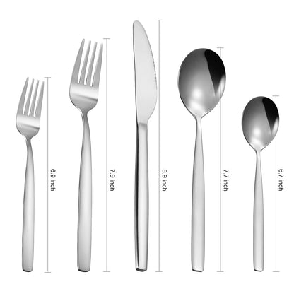 GARVEE 20 Piece Stainless Steel Kitchen Flatware Set - Silver