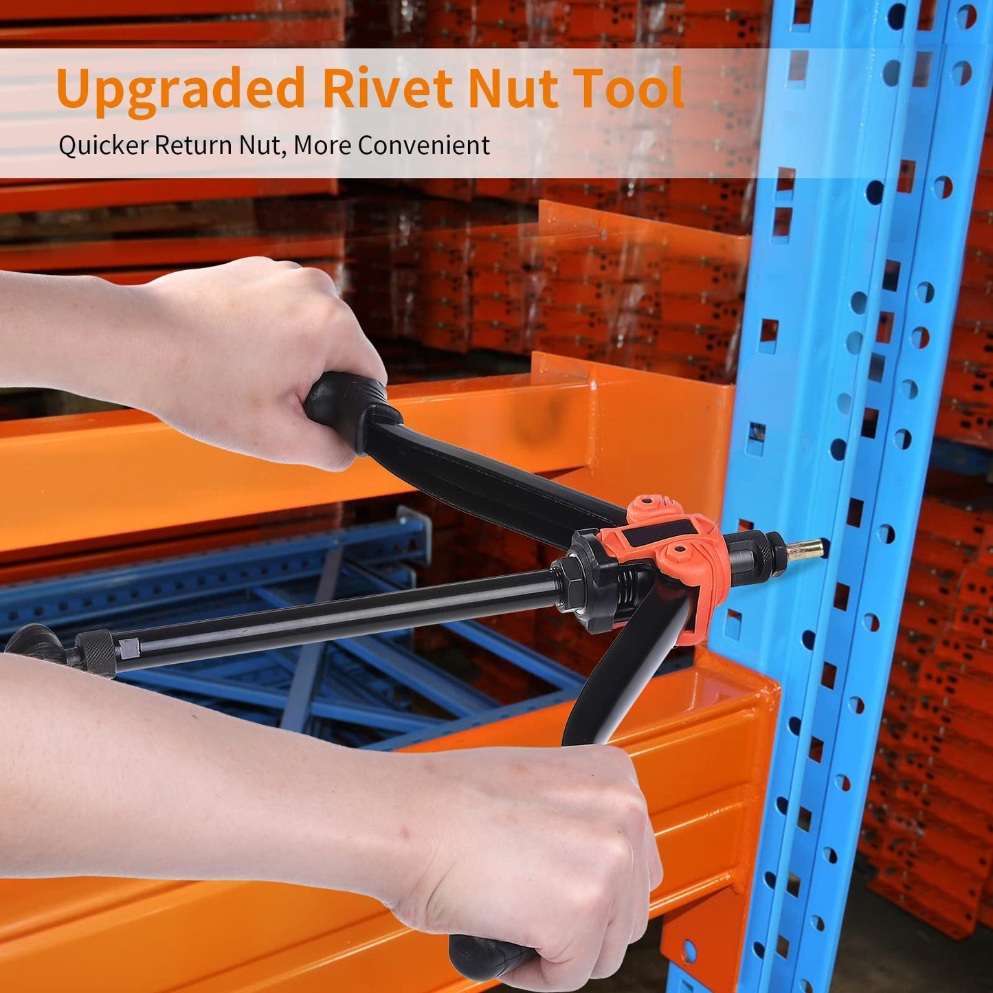 GARVEE 14 Rivet Nut Tool Hand Blind Riveter with 12PCS Metric & Inch Mandrels