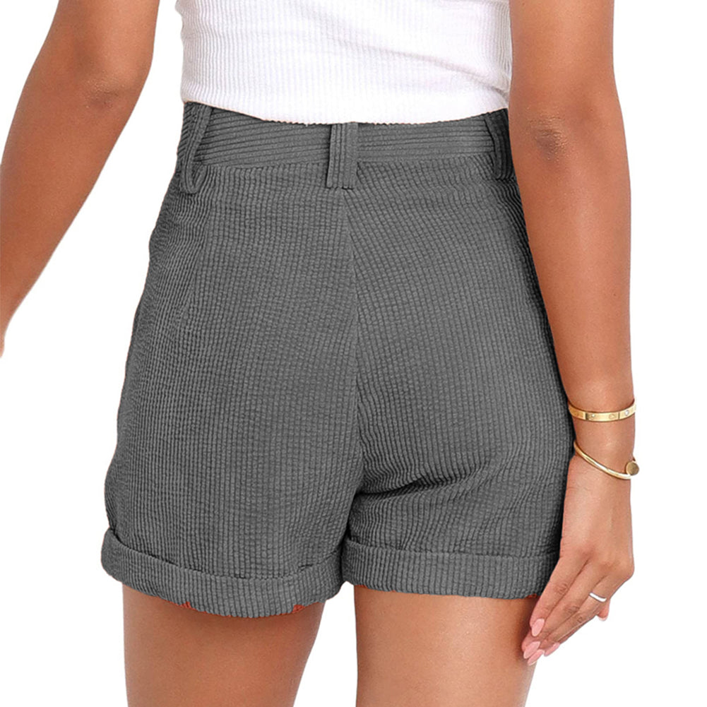 YESFASHION Women Casual Corduroy Shorts With Button Pants