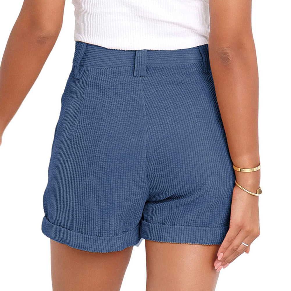 YESFASHION Women Casual Corduroy Shorts With Button Pants