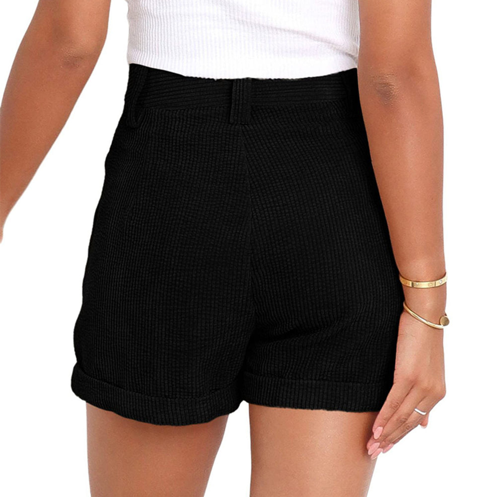 YESFASHION Women Casual Corduroy Shorts With Button Pants