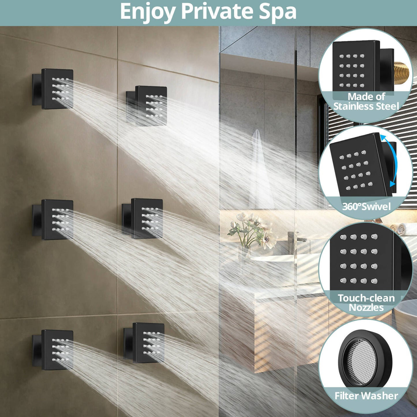 Luxury LightWave 20” High-Pressure Shower System, Ceiling Mount, LED Light, Thermostatic Valve