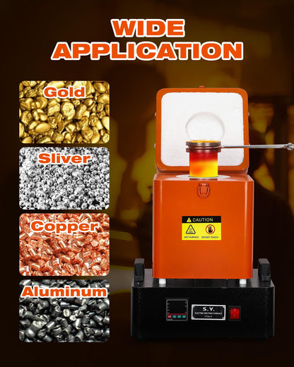 GARVEE 1+3 KG Gold Melting Furnace Kit Upgraded 2100 °F Digital Melting Furnace With Temperature Control And 2 Crucibles