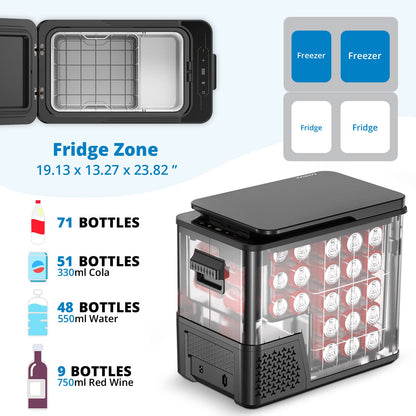 GARVEE 12V Refrigerator 42Quarts/40L RV Car Refrigerator Portable Refrigerator Freezer 12/24V DC & 100-240V AC