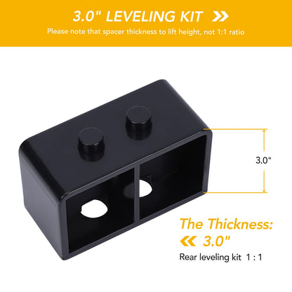 GARVEE 3 Inch F150 Leveling Lift Kits 3 inch Raise Blocks & U-bolts Set Leaf Rear Leveling Lift End Block Kit