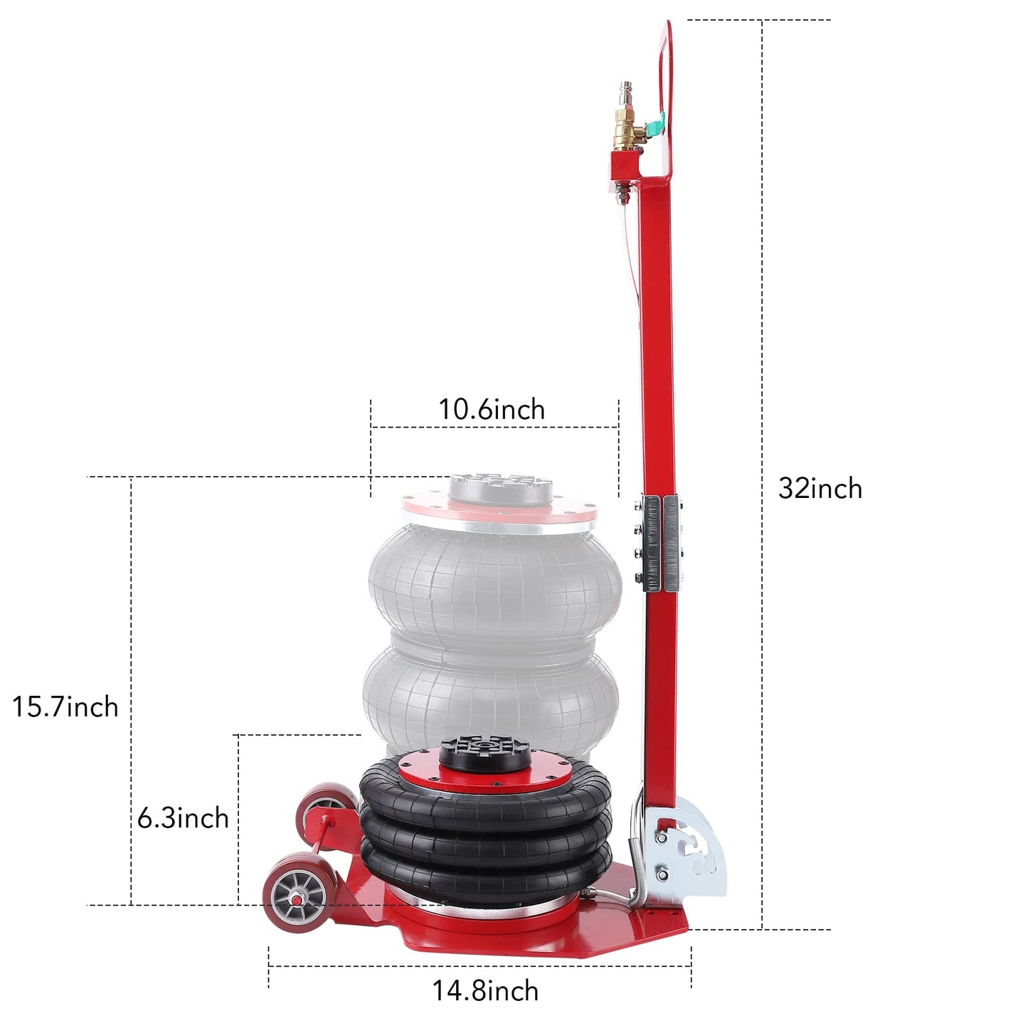 GARVEE Car Jack 3 Ton 6600LBS Triple Air Bag Jack Long Adjustment Hand Lifting Height Up To 15.75 Inch