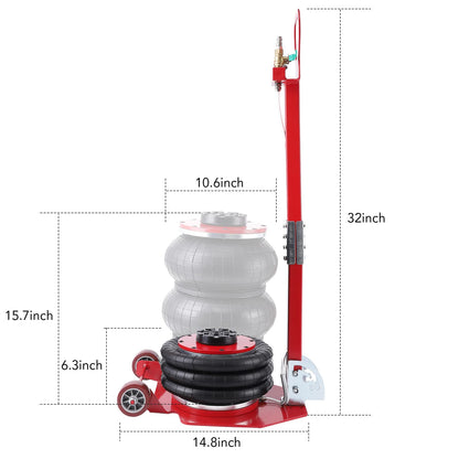 GARVEE Car Jack 3 Ton 6600LBS Triple Air Bag Jack Long Adjustment Hand Lifting Height Up To 15.75 Inch