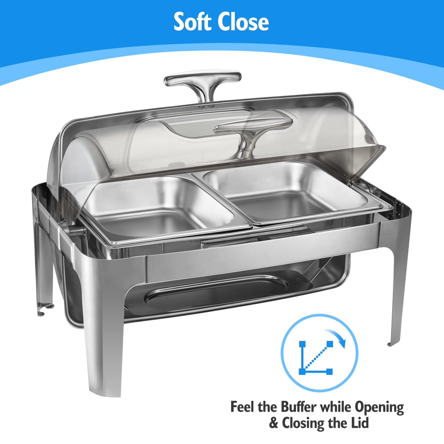 GARVEE 9QT Visible Roll Top Chafing Dish Buffet Set Stainless Steel Buffet Servers And Warmers For Party