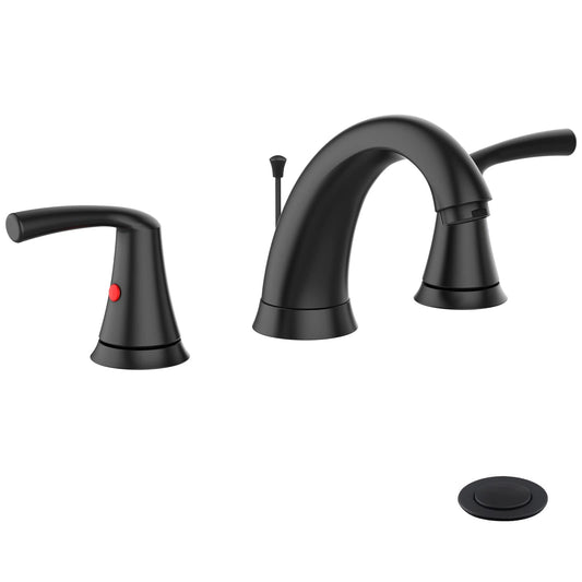 GARVEE Bathroom Faucet 3 Hole 8 inch Widespread Bathroom Black With UPC Supply Lines