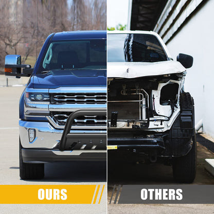 GARVEE Bull Bar Front Grille Brush Push Bumper Guard With Skid Plate Compatible For 2007-2018 Silverado 1500