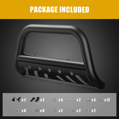 GARVEE Bull Bar Front Grille Brush Push Bumper Guard With Skid Plate Compatible For 2005-2015 Tacoma