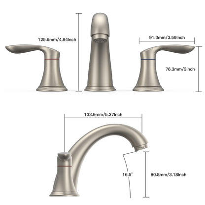 GARVEE Bathroom Sink Faucet Faucet For Bathroom Sink Widespread Brushed Nickel Bathroom Faucet 3 Hole