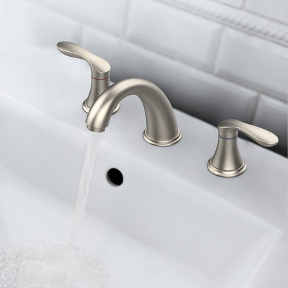 GARVEE Bathroom Sink Faucet Faucet For Bathroom Sink Widespread Brushed Nickel Bathroom Faucet 3 Hole