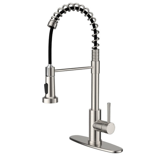 GARVEE Kitchen Faucet For Sink with Sprayer Single Handle faucets High Arc Modern Spring Kitchen Sink Faucet