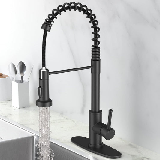 GARVEE Kitchen Faucet With Pull Down Sprayer Commercial Spring Kitchen Sink Faucet With Deck Plate