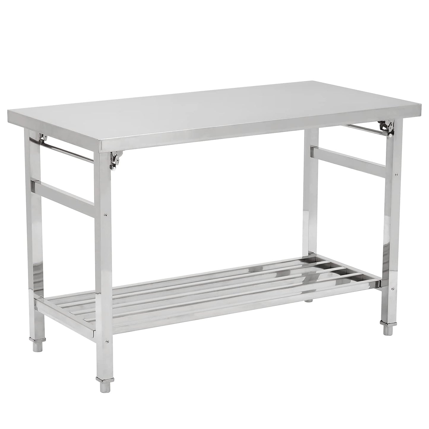 GARVEE Stainless Steel Prep Table 48 x 24 Inch NSF Commercial Heavy Duty Stainless Steel Work Folding Table