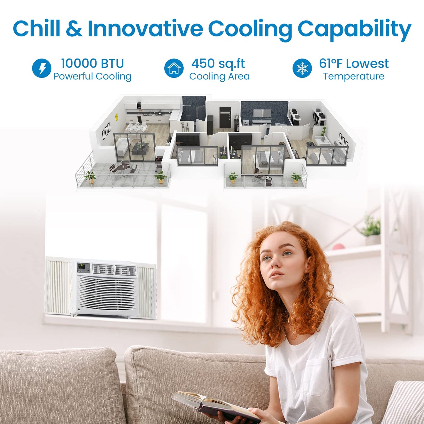 ACEKOOL Air Conditioner 10000 BTU Turbo Fast Cooling AC Unit Remote App Control