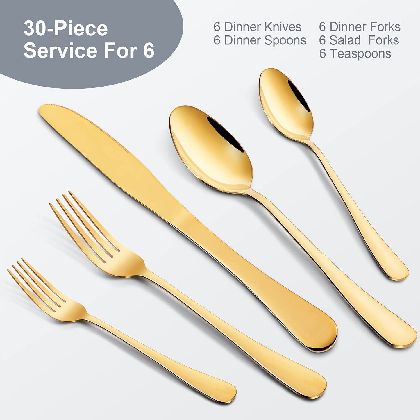 GARVEE 30 Piece Silverware Flatware Cutlery Set Stainless Steel Utensils Service For 6