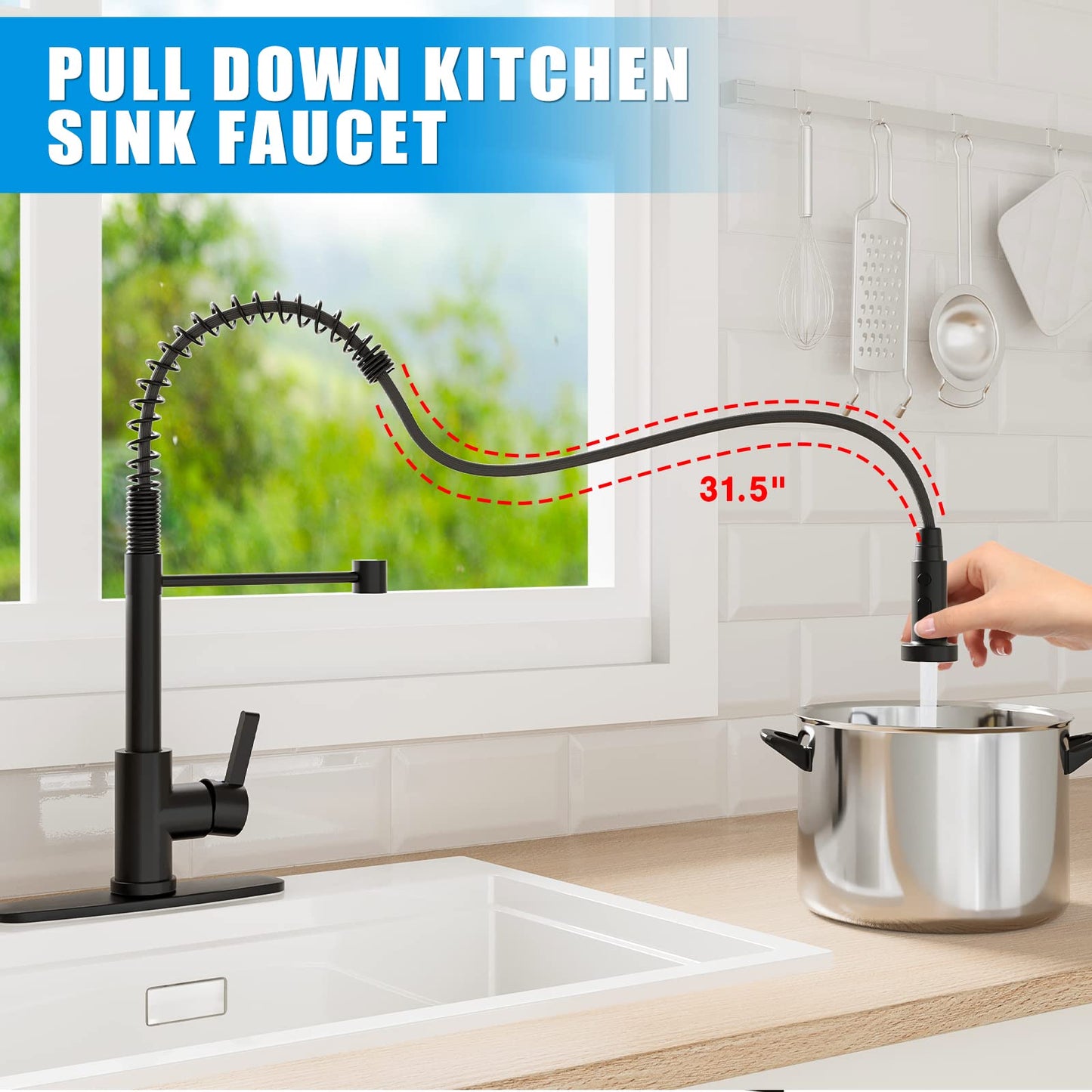 GARVEE Aquablade Modes Kitchen Faucet With Pull Down Sprayer Spring Sink Faucets