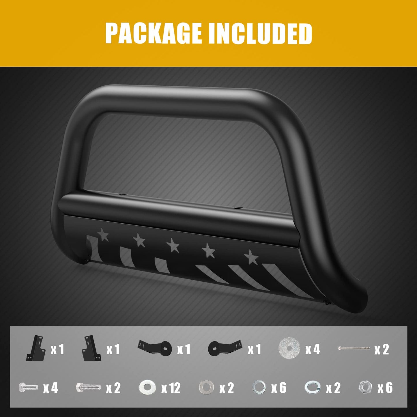 GARVEE Bull Bar Front Grille Brush Push Bumper Guard With Skid Plate Compatible For 2016-2022 Tacoma