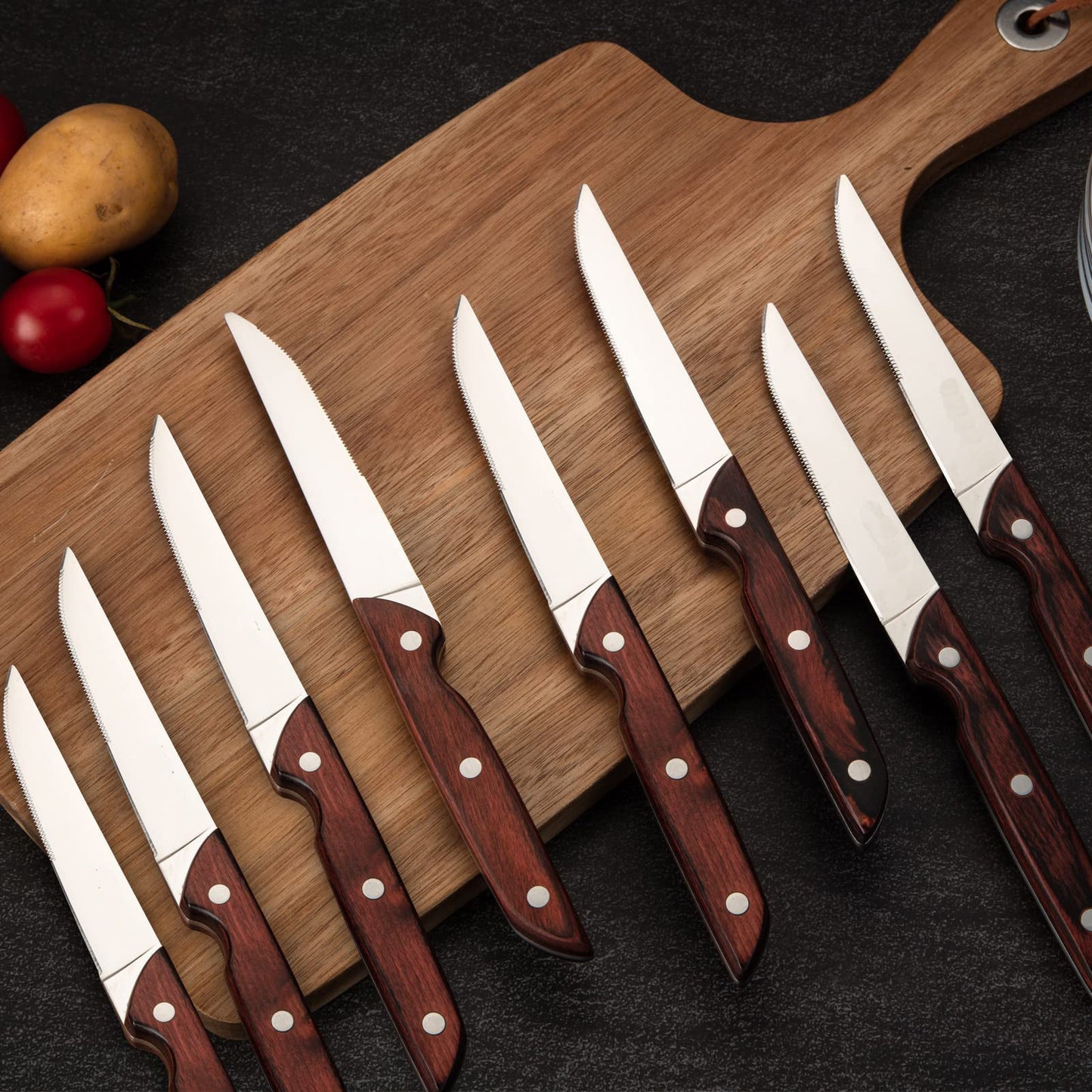 GARVEE Steak Knife Set Of 8 Professional Steak Knives Premium Wooden Handle