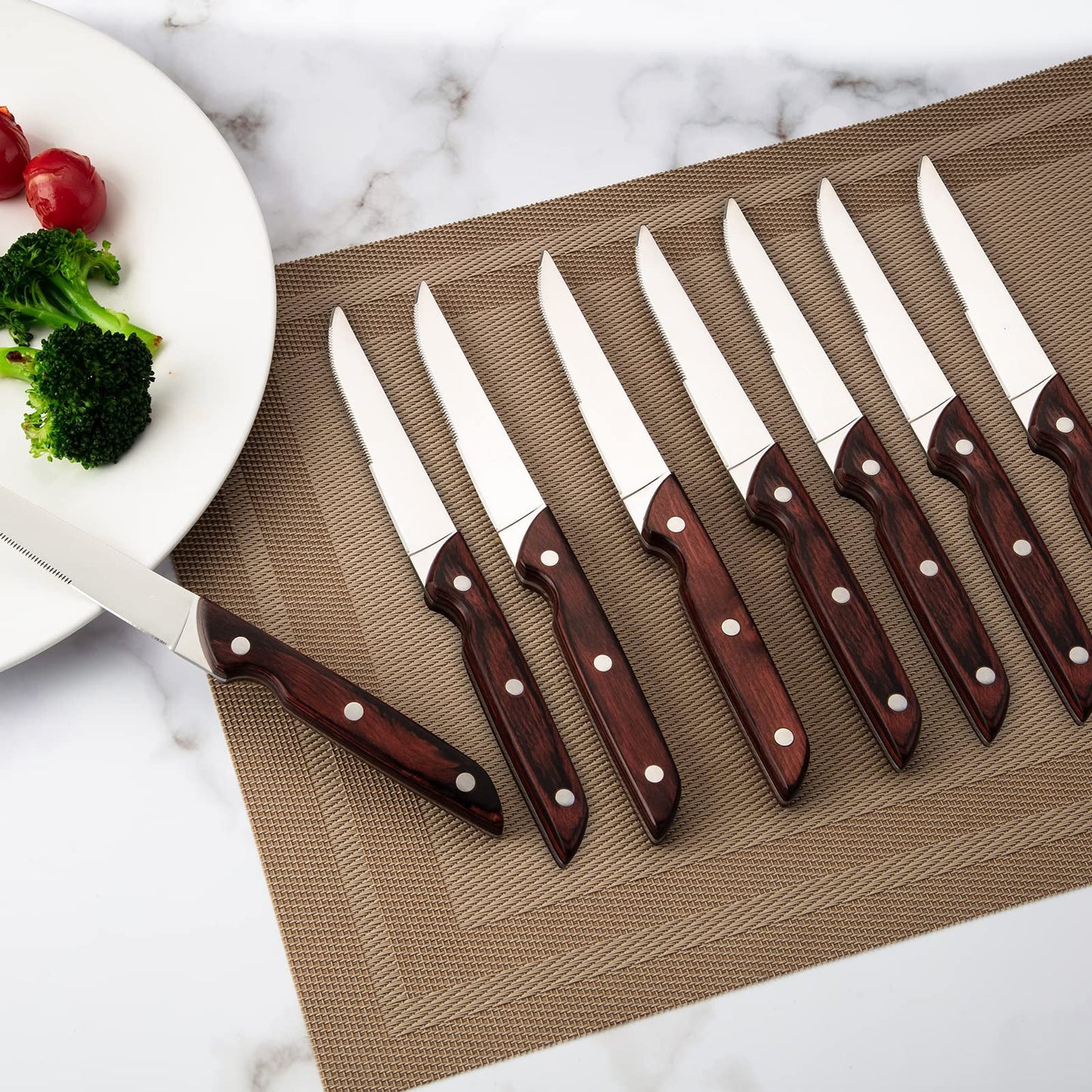 GARVEE Steak Knife Set Of 8 Professional Steak Knives Premium Wooden Handle