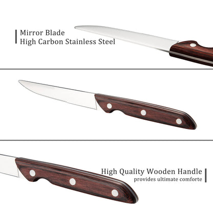 GARVEE Steak Knife Set Of 8 Professional Steak Knives Premium Wooden Handle