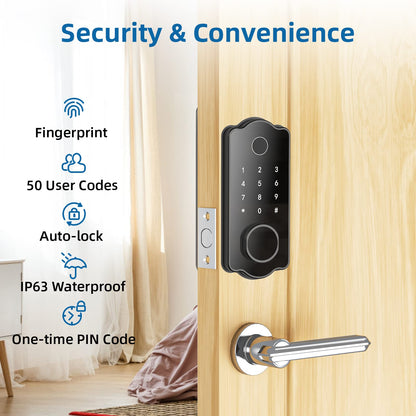 GARVEE Keyless Entry Door Lock 5 in 1 Smart Lock Fingerprint Deadbolt